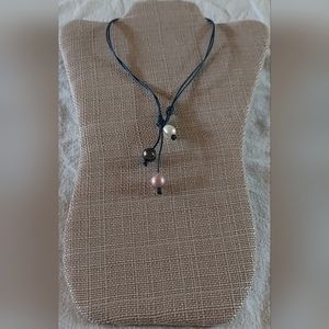 Handmade White, Peacock & Lavender Pearl AndDark Blue 2-Way Leather